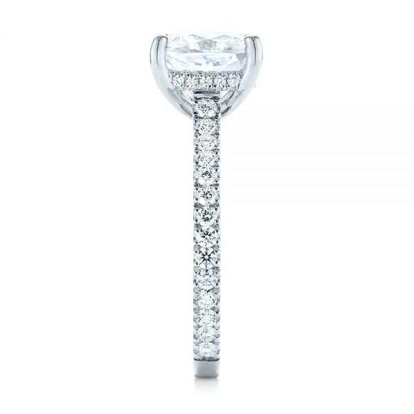 14k White Gold Custom Diamond Engagement Ring - Side View -  104401