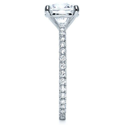 14k White Gold Custom Diamond Engagement Ring - Side View - 1104