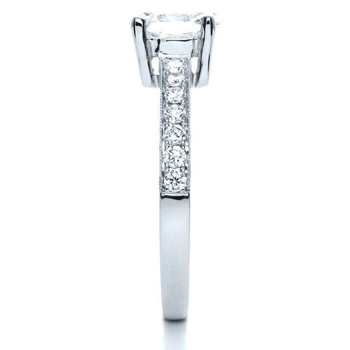 18k White Gold 18k White Gold Custom Diamond Engagement Ring - Side View -  1107