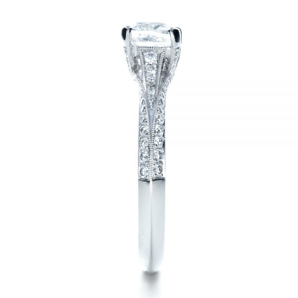 18k White Gold 18k White Gold Custom Diamond Engagement Ring - Side View -  1268