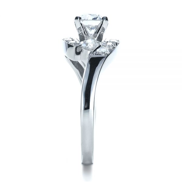 14k White Gold Custom Diamond Engagement Ring - Side View - 1302