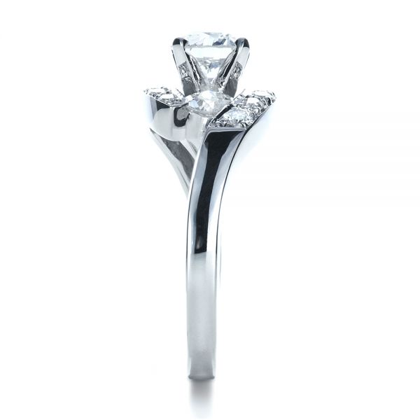 18k White Gold 18k White Gold Custom Diamond Engagement Ring - Side View -  1302