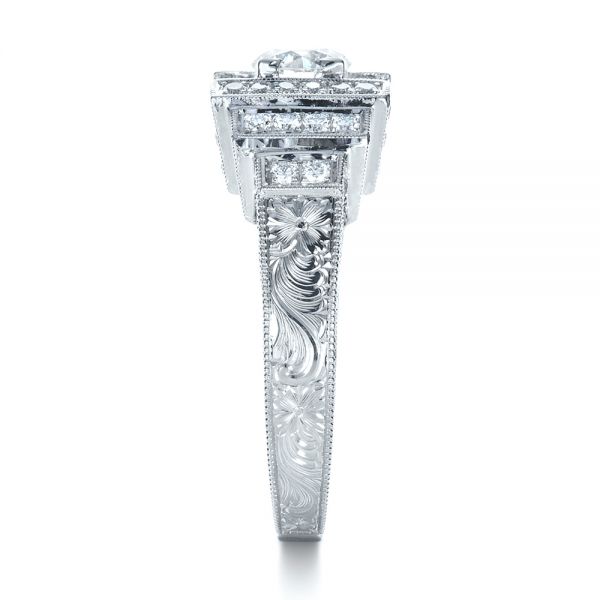 18k White Gold 18k White Gold Custom Diamond Engagement Ring - Side View -  1346
