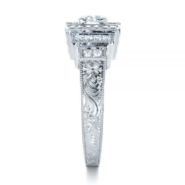 14k White Gold Custom Diamond Engagement Ring - Side View - 1346