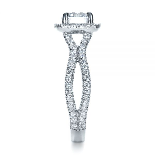 18k White Gold 18k White Gold Custom Diamond Engagement Ring - Side View -  1407
