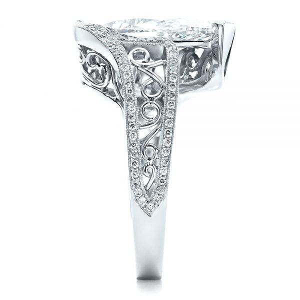 18k White Gold 18k White Gold Custom Diamond Engagement Ring - Side View -  1442