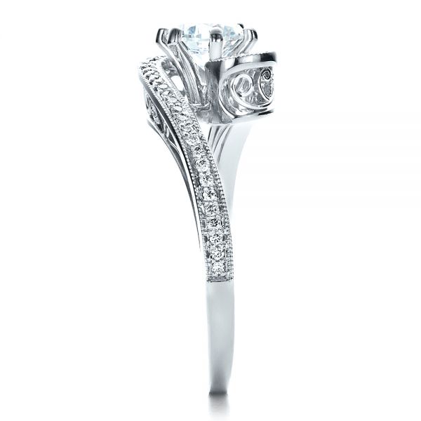 14k White Gold 14k White Gold Custom Diamond Engagement Ring - Side View -  1449