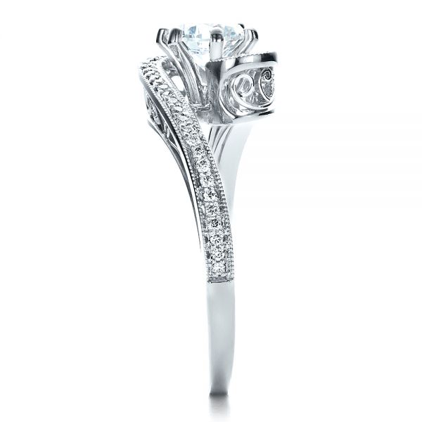 14k White Gold 14k White Gold Custom Diamond Engagement Ring - Side View - 1449