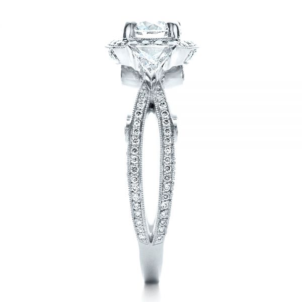 18k White Gold 18k White Gold Custom Diamond Engagement Ring - Side View -  1451