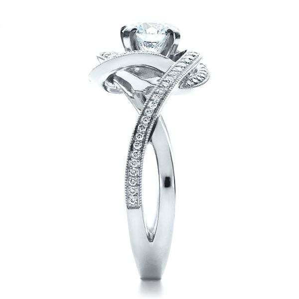 14k White Gold Custom Diamond Engagement Ring - Side View - 1476