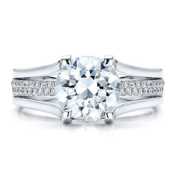 14k White Gold Custom Diamond Engagement Ring - Top View -  100035