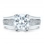 14k White Gold Custom Diamond Engagement Ring - Top View -  100035 - Thumbnail