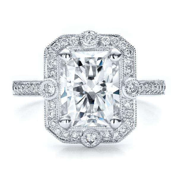  Platinum Custom Diamond Engagement Ring - Top View -  100091