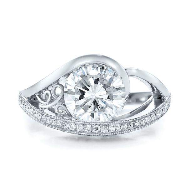 14k White Gold 14k White Gold Custom Diamond Engagement Ring - Top View -  100551
