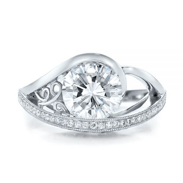 Platinum Custom Diamond Engagement Ring - Top View - 100551