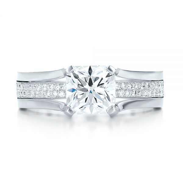 Platinum Custom Diamond Engagement Ring - Top View - 100610