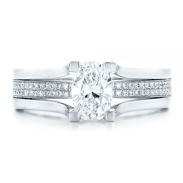 18k White Gold 18k White Gold Custom Diamond Engagement Ring - Top View -  100627
