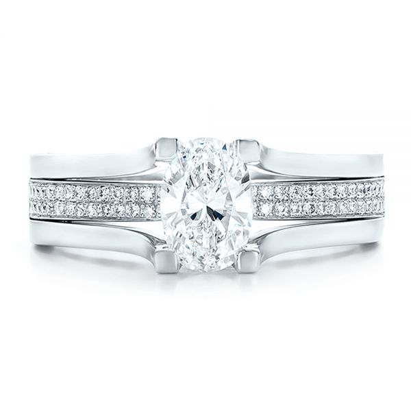 Platinum Custom Diamond Engagement Ring - Top View - 100627