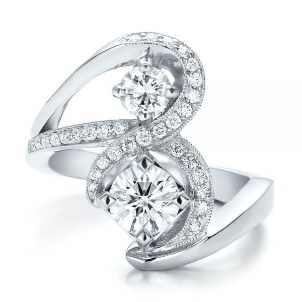 Platinum Custom Diamond Engagement Ring - Top View - 100782