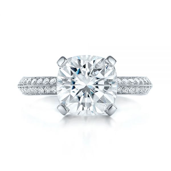 18k White Gold 18k White Gold Custom Diamond Engagement Ring - Top View -  100839
