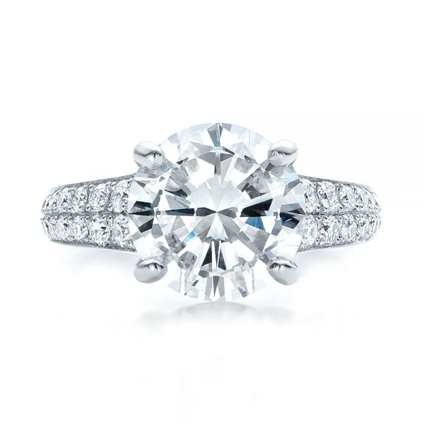 Platinum Custom Diamond Engagement Ring - Top View - 100872
