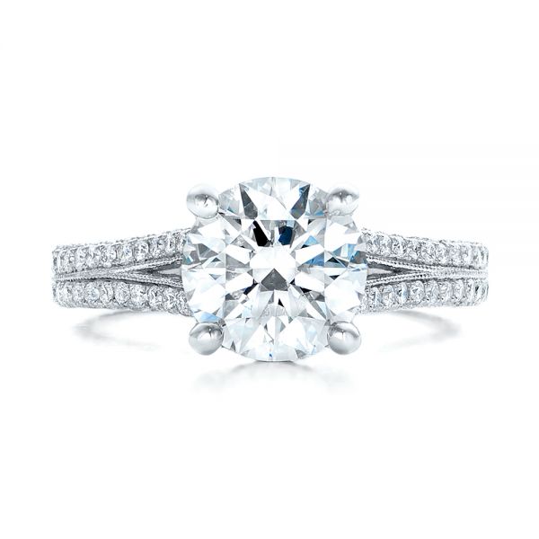 14k White Gold 14k White Gold Custom Diamond Engagement Ring - Top View -  101994