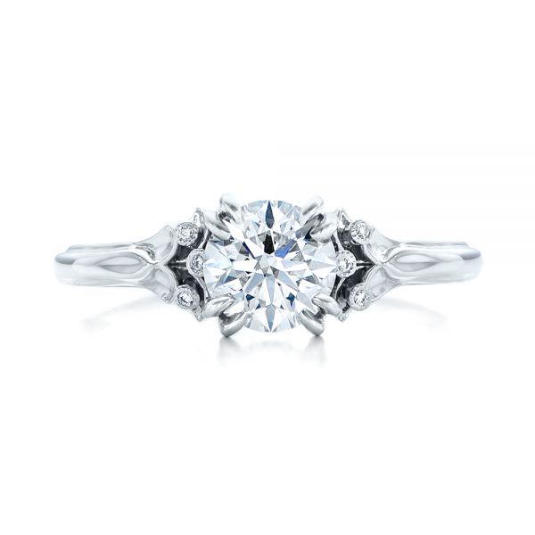 14k White Gold Custom Diamond Engagement Ring - Top View - 102024
