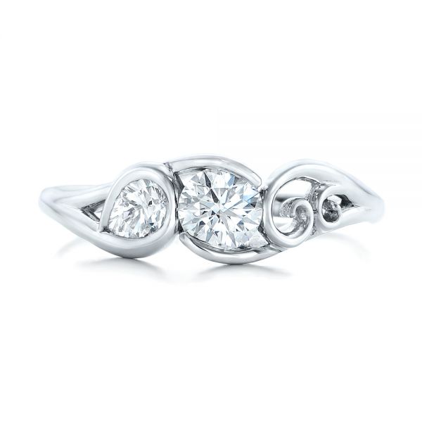 14k White Gold Custom Diamond Engagement Ring - Top View -  102089