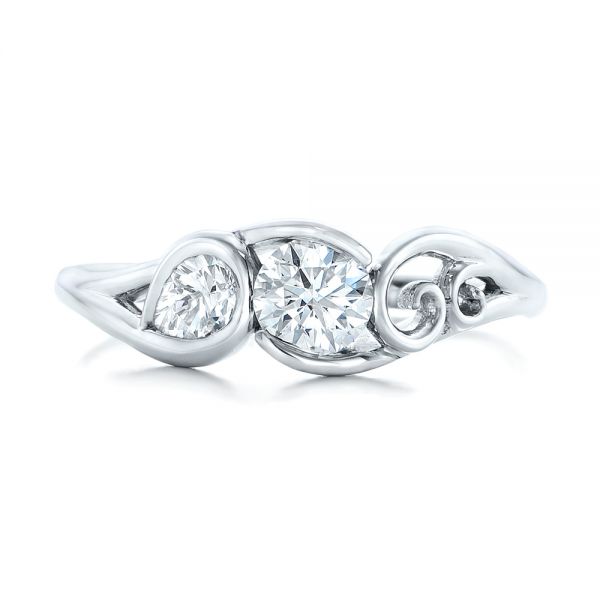 14k White Gold Custom Diamond Engagement Ring - Top View - 102089