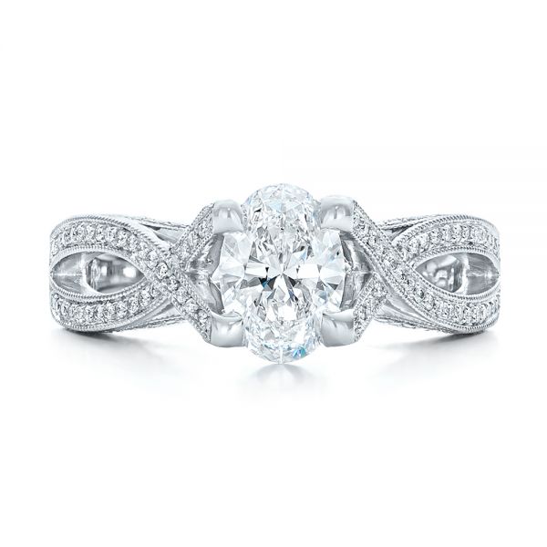 18k White Gold 18k White Gold Custom Diamond Engagement Ring - Top View -  102239