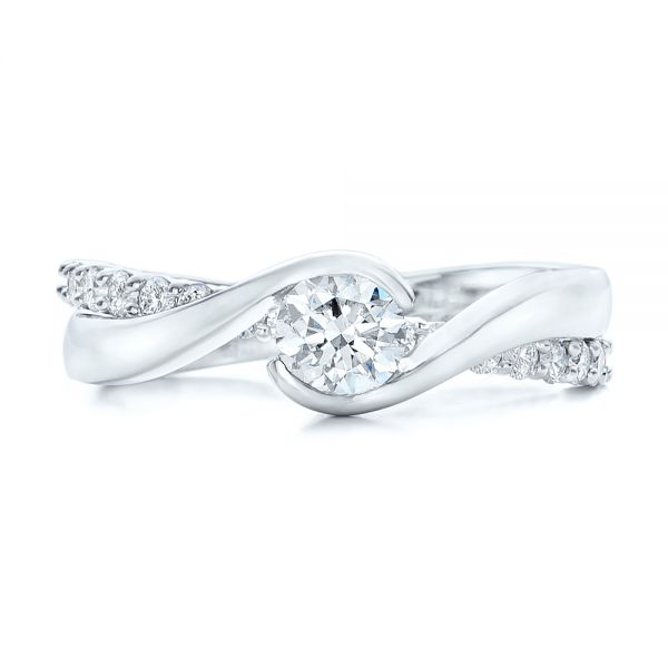 14k White Gold Custom Diamond Engagement Ring - Top View -  102277