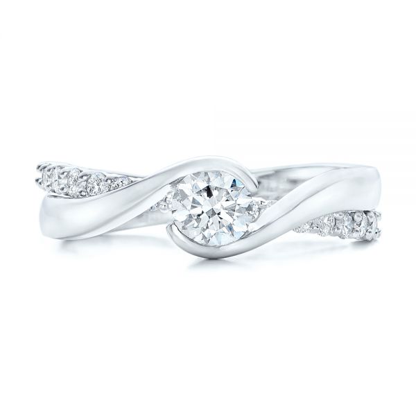 18k White Gold 18k White Gold Custom Diamond Engagement Ring - Top View -  102277