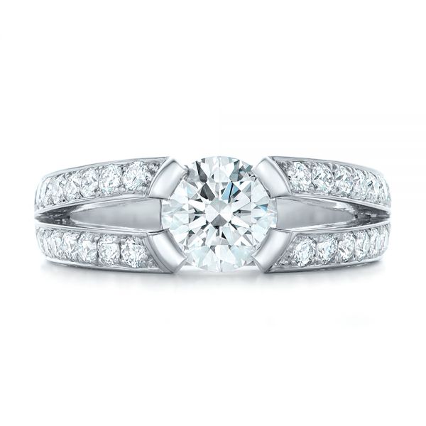 18k White Gold 18k White Gold Custom Diamond Engagement Ring - Top View -  102307