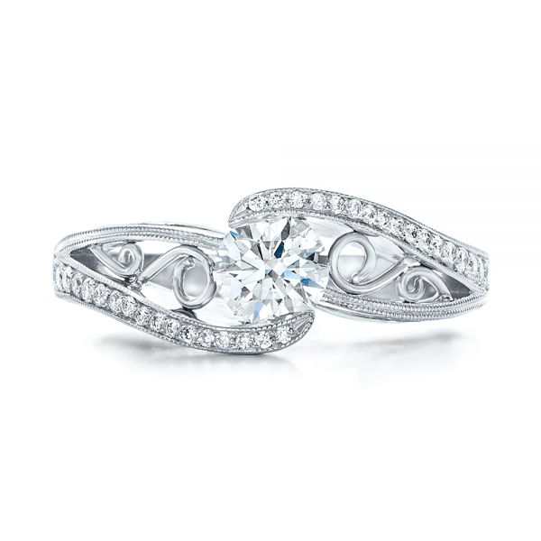 18k White Gold 18k White Gold Custom Diamond Engagement Ring - Top View -  102315