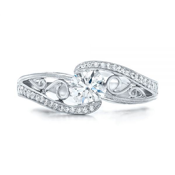 Platinum Custom Diamond Engagement Ring - Top View - 102315