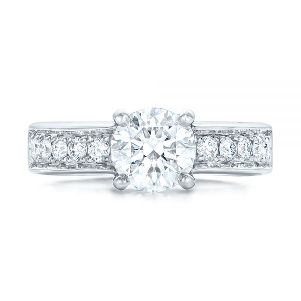 14k White Gold 14k White Gold Custom Diamond Engagement Ring - Top View -  102345