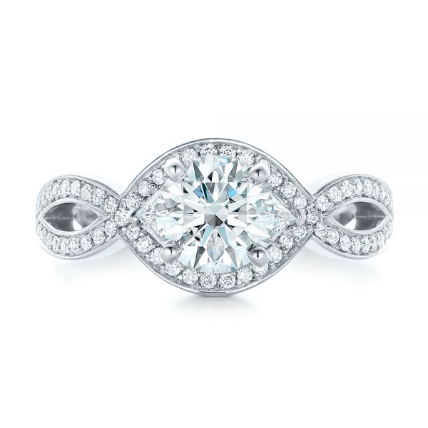 18k White Gold 18k White Gold Custom Diamond Engagement Ring - Top View -  102354
