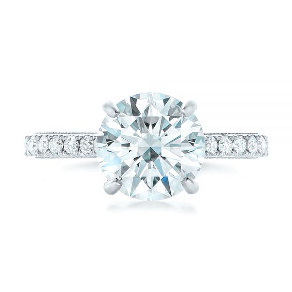 14k White Gold 14k White Gold Custom Diamond Engagement Ring - Top View -  102402