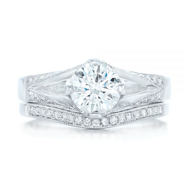 18k White Gold 18k White Gold Custom Diamond Engagement Ring - Top View -  102405