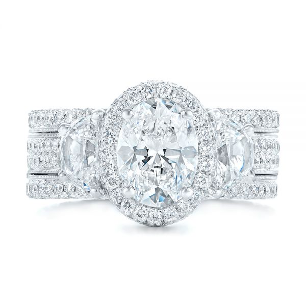 18k White Gold Custom Diamond Engagement Ring - Top View -  102415