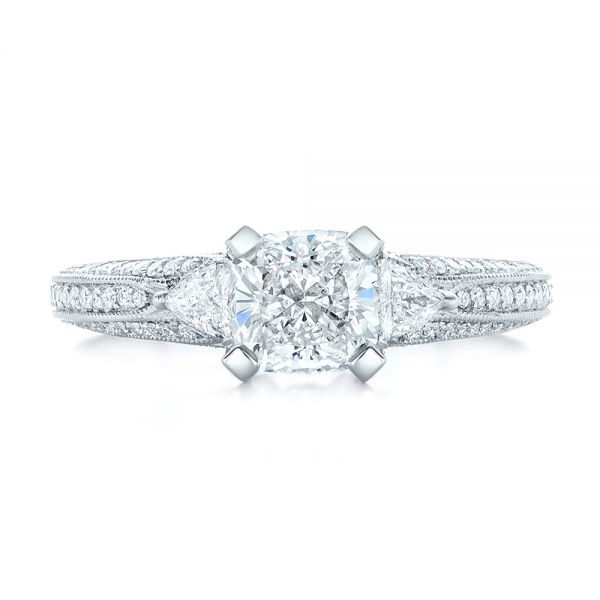 18k White Gold 18k White Gold Custom Diamond Engagement Ring - Top View -  102457