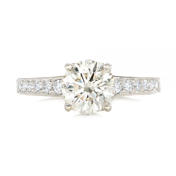 14k White Gold Custom Diamond Engagement Ring - Top View -  102462