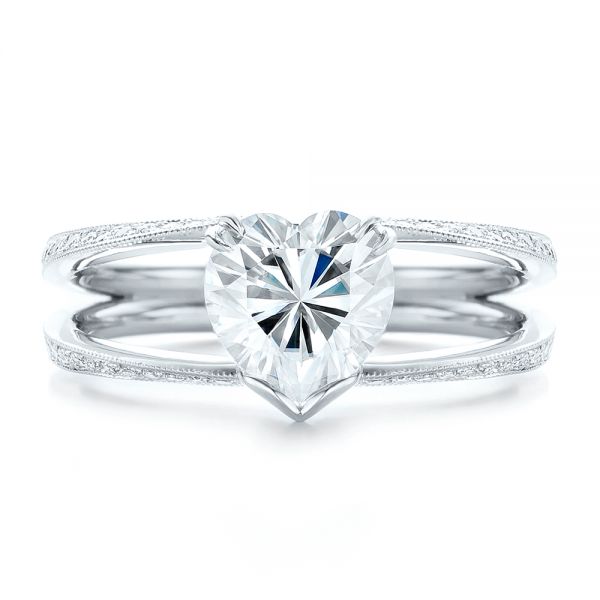 18k White Gold 18k White Gold Custom Diamond Engagement Ring - Top View -  102463