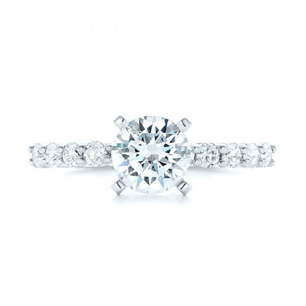 14k White Gold Custom Diamond Engagement Ring - Top View -  102582