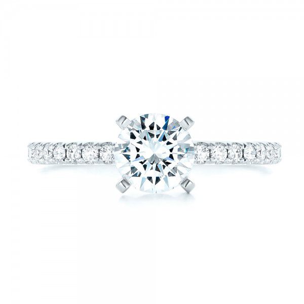 14k White Gold Custom Diamond Engagement Ring - Top View -  102586