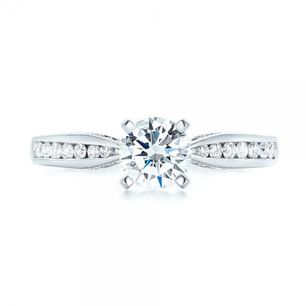 14k White Gold Custom Diamond Engagement Ring - Top View -  102590