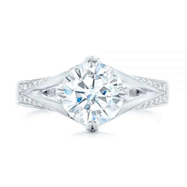  Platinum Custom Diamond Engagement Ring - Top View -  102601
