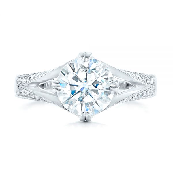 14k White Gold 14k White Gold Custom Diamond Engagement Ring - Top View -  102601