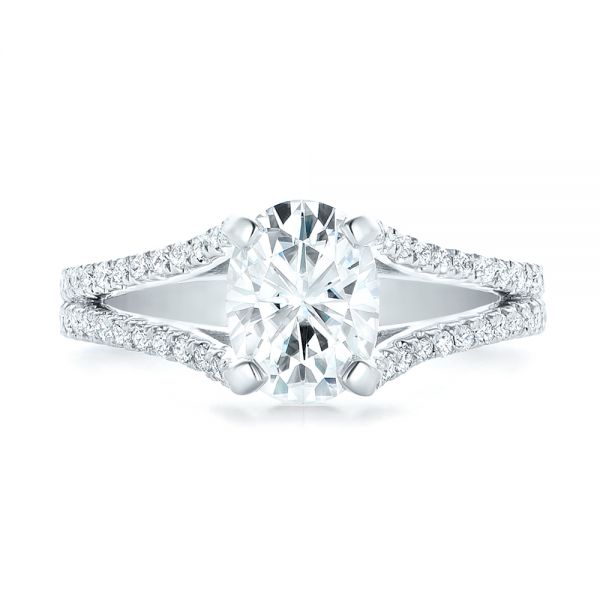 14k White Gold Custom Diamond Engagement Ring - Top View -  102604