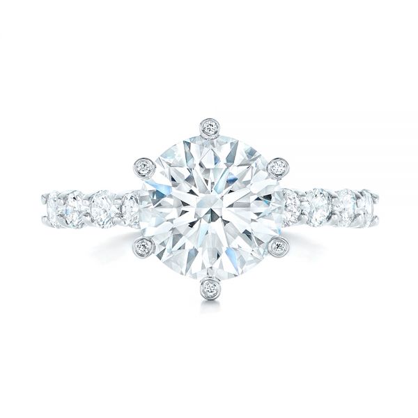18k White Gold 18k White Gold Custom Diamond Engagement Ring - Top View -  102614